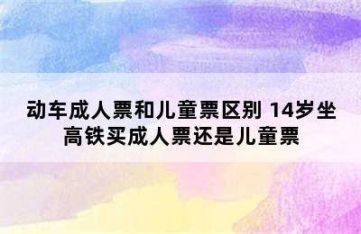 动车成人票和儿童票区别 14岁坐高铁买成人票还是儿童票